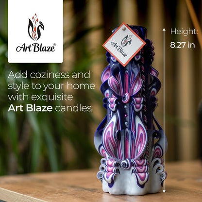 Carved Candles - Handmade Long Burning Decorative Luxury Candles - Unscented - Perfect for Home Decor, Relaxation, Gifts for Women, Special Occasions, Christmas Gift for Mom - Lilac Sunset