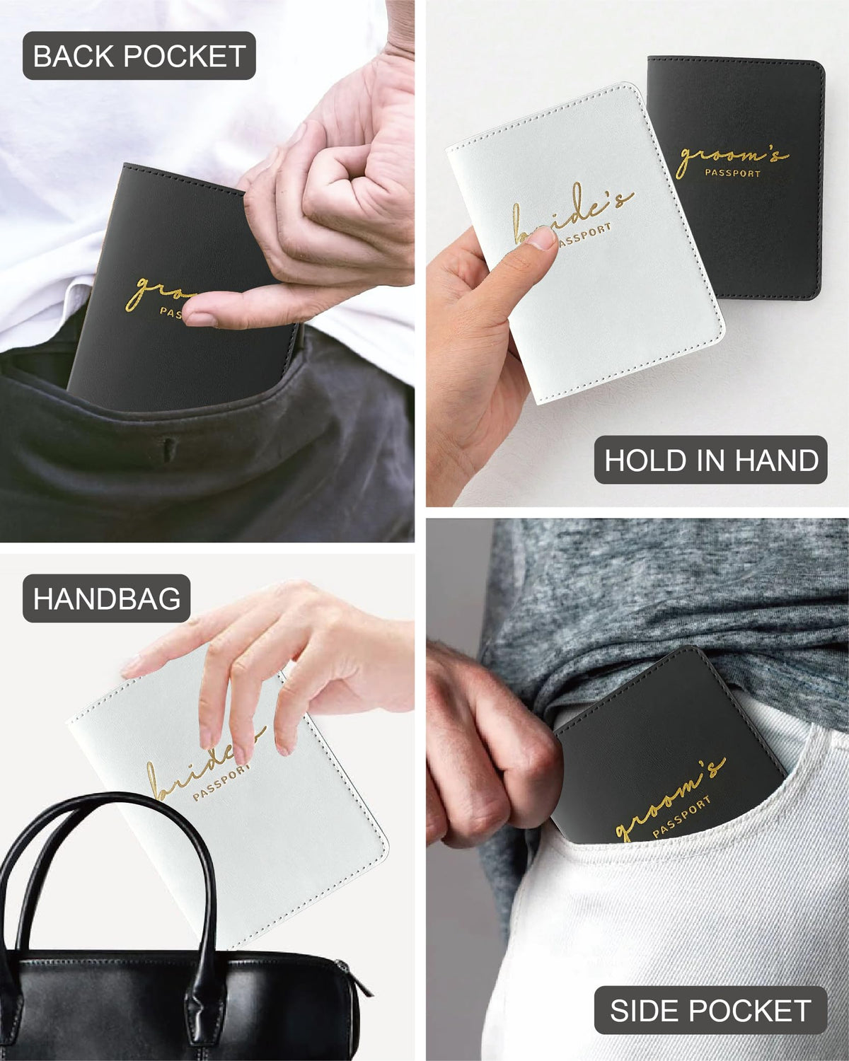 GroomBrideGifts Bride and Groom Passport Holder - Engagement Gifts for Couples | Wedding Travel Essentials for Couples | Honeymoon Gifts for Newlyweds