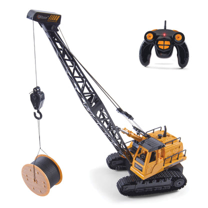 Top Race 12-Channel RC Remote Control Construction Crane Tractor - 1:24 Scale, Perfect for Kids Ages 3+