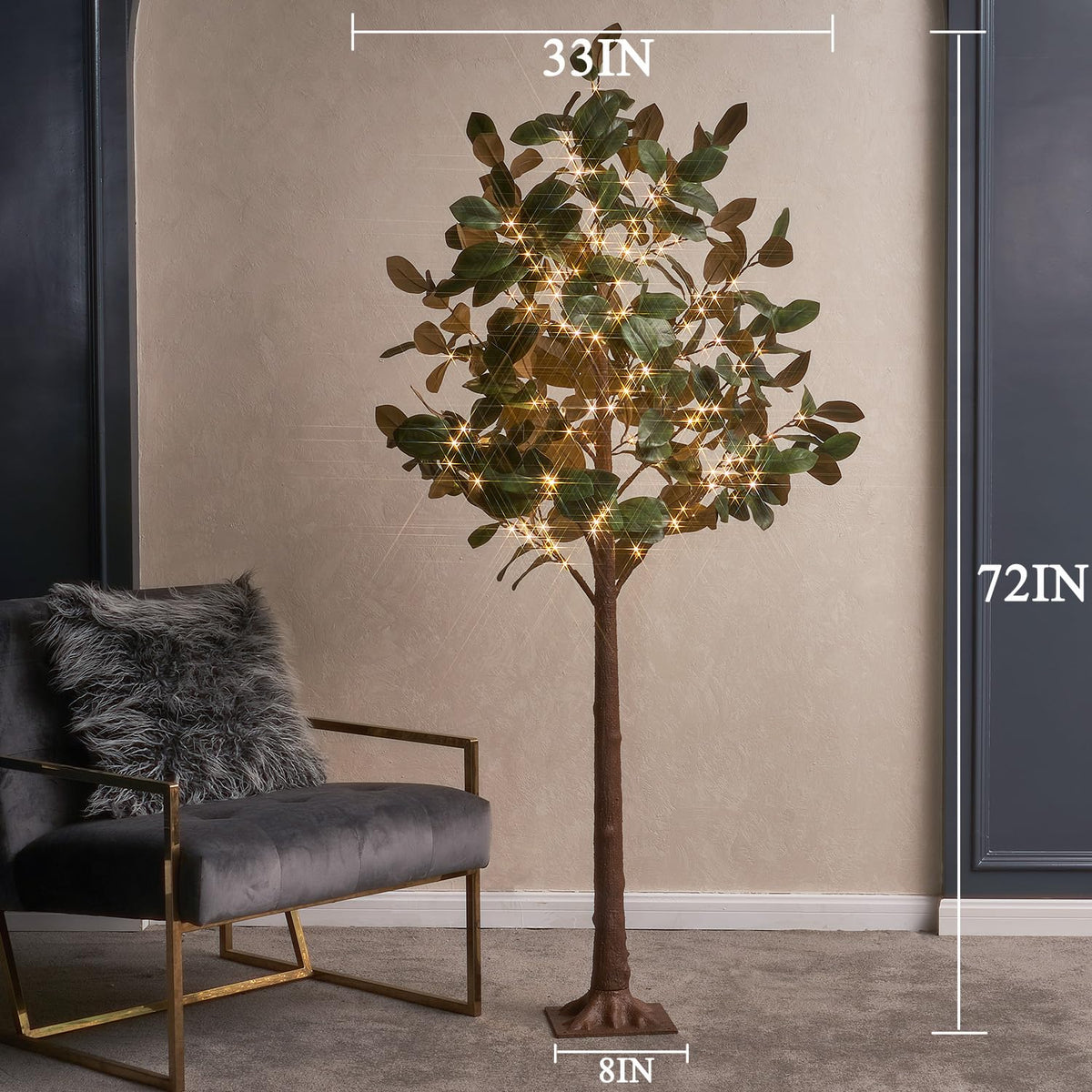 Hairui Lighted Magnolia Tree 6FT 280 LED Fairy Lights, Faux Plant Tree with Lights for Home Holiday Spring Decoration