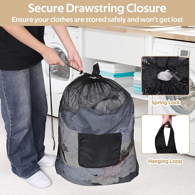 OTraki Mesh Laundry Bag Backpack 24x32 Inch Gym Drawstring Backpack Travel