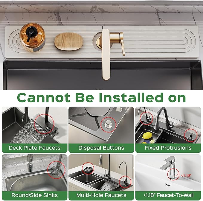 23.6 Inch Stone Faucet Mat for Kitchen Sink Splash Guard
