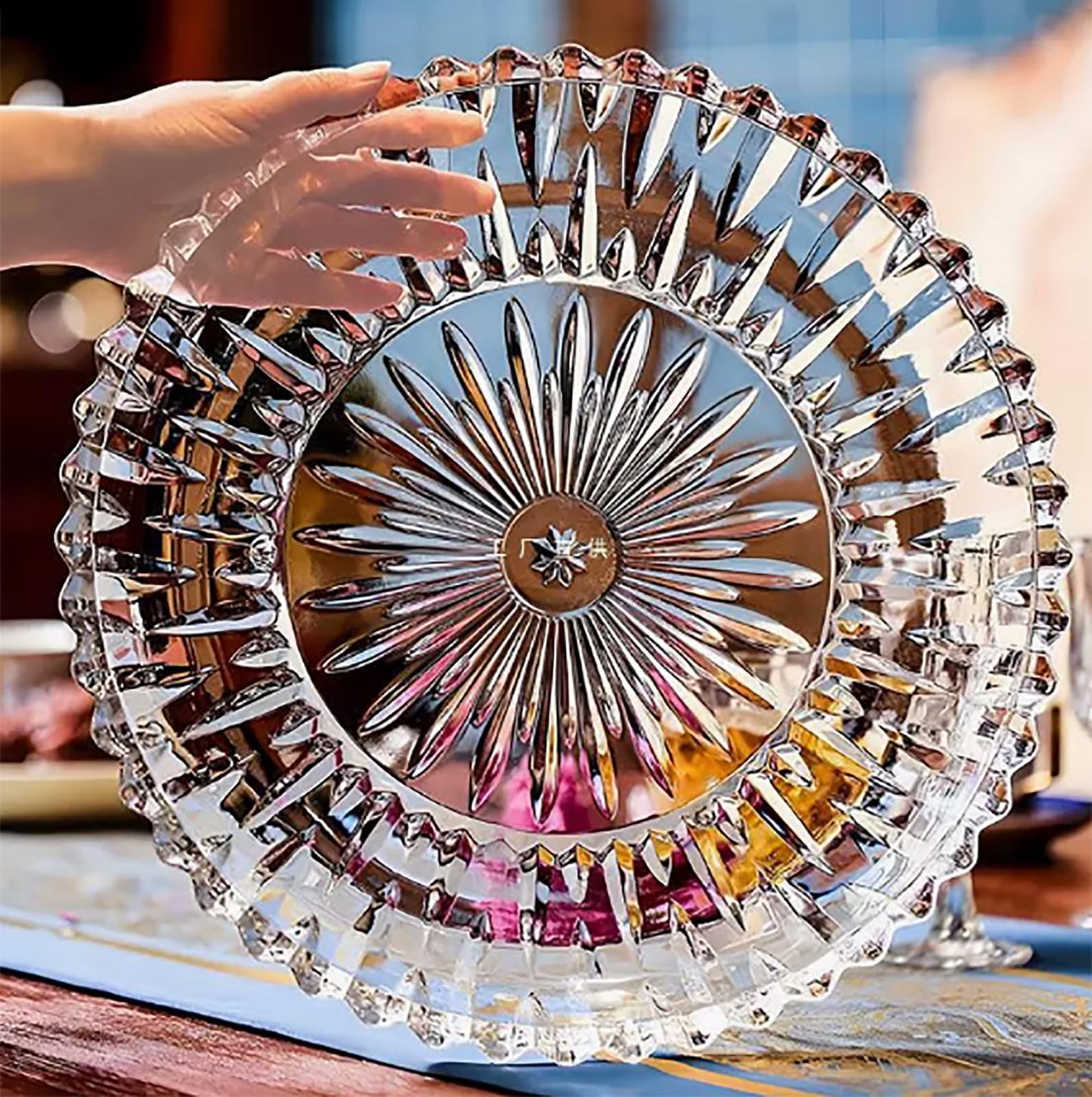 Rxcvkmw Glass Fruit Bowl or Decorative Bowl, used for Kitchen counter or living room center table decoration, Centerpiece Bowl,Glass tray (14.1in)