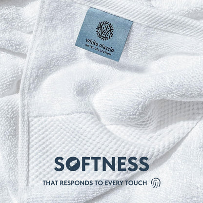 White Classic Luxury White Hand Towels, 100% Cotton Bathroom Hand Cloths Set of 6, Hotel Towels Extra 40x76 cm, Quality Towels Bathroom Sets for Hands | White, 6 Pack