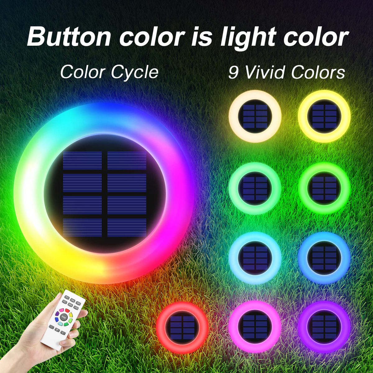 intelamp Solar Pathway Lights Outdoor, 6 Pack 9 Color Changing with Remote Control, Dusk to Dawn Solar Powered Waterproof LED Ground Lighting for House Outside Lawn Garden Yard Patio