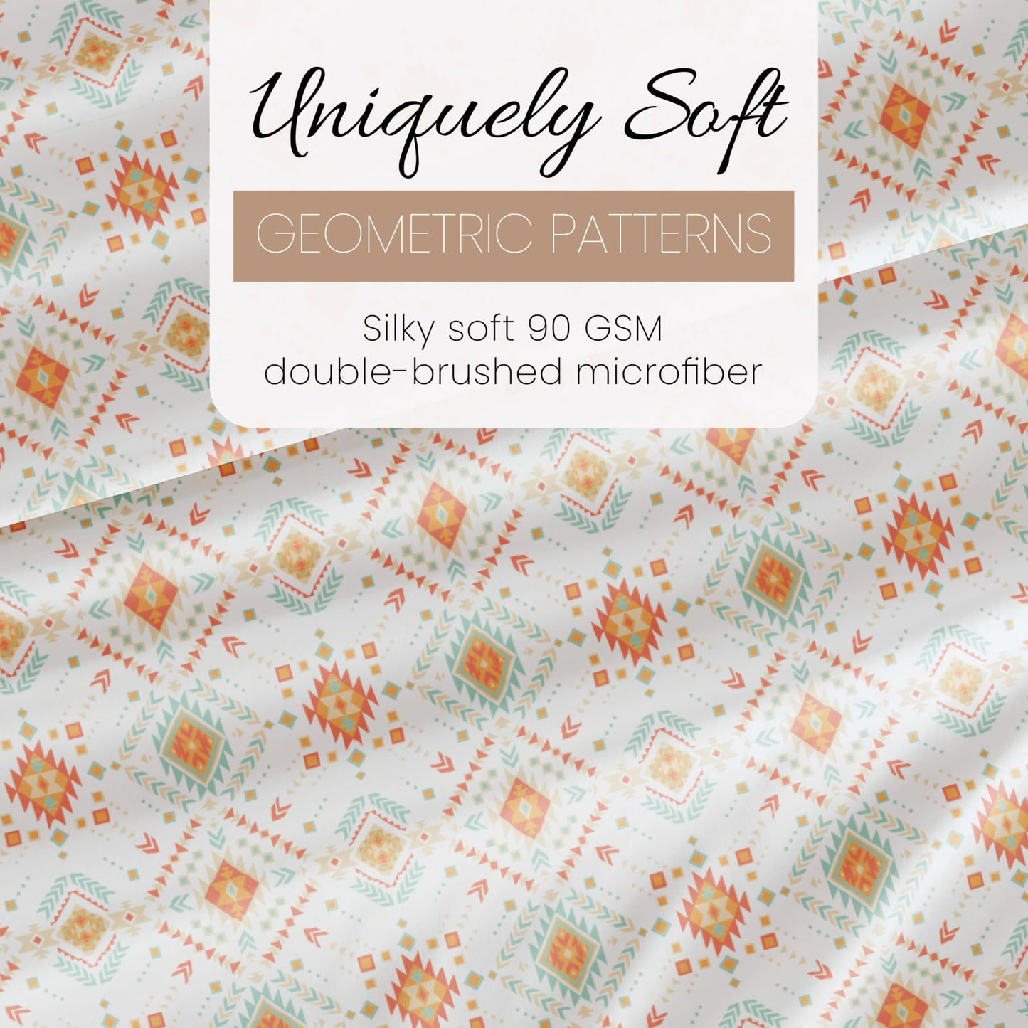 Linen Market Patterned Microfiber King Sheet Set 4 Piece – Oeko-TEX Certified Ultra Soft & Wrinkle-Free - 16" Deep Pocket Sheets - Easy Care King Size - Aztec Dreams Coral