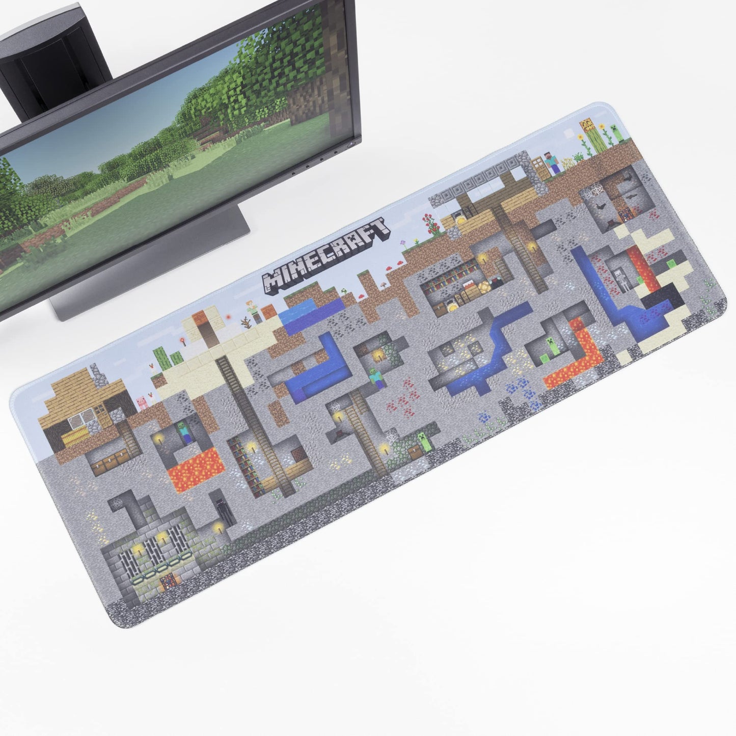 Minecraft World Desk Mat - Officially Licensed Keyboard and Mousemat for Office, Non-Slip Wipe Clean Large Mouse Pad for Gaming Set Up | Paladone