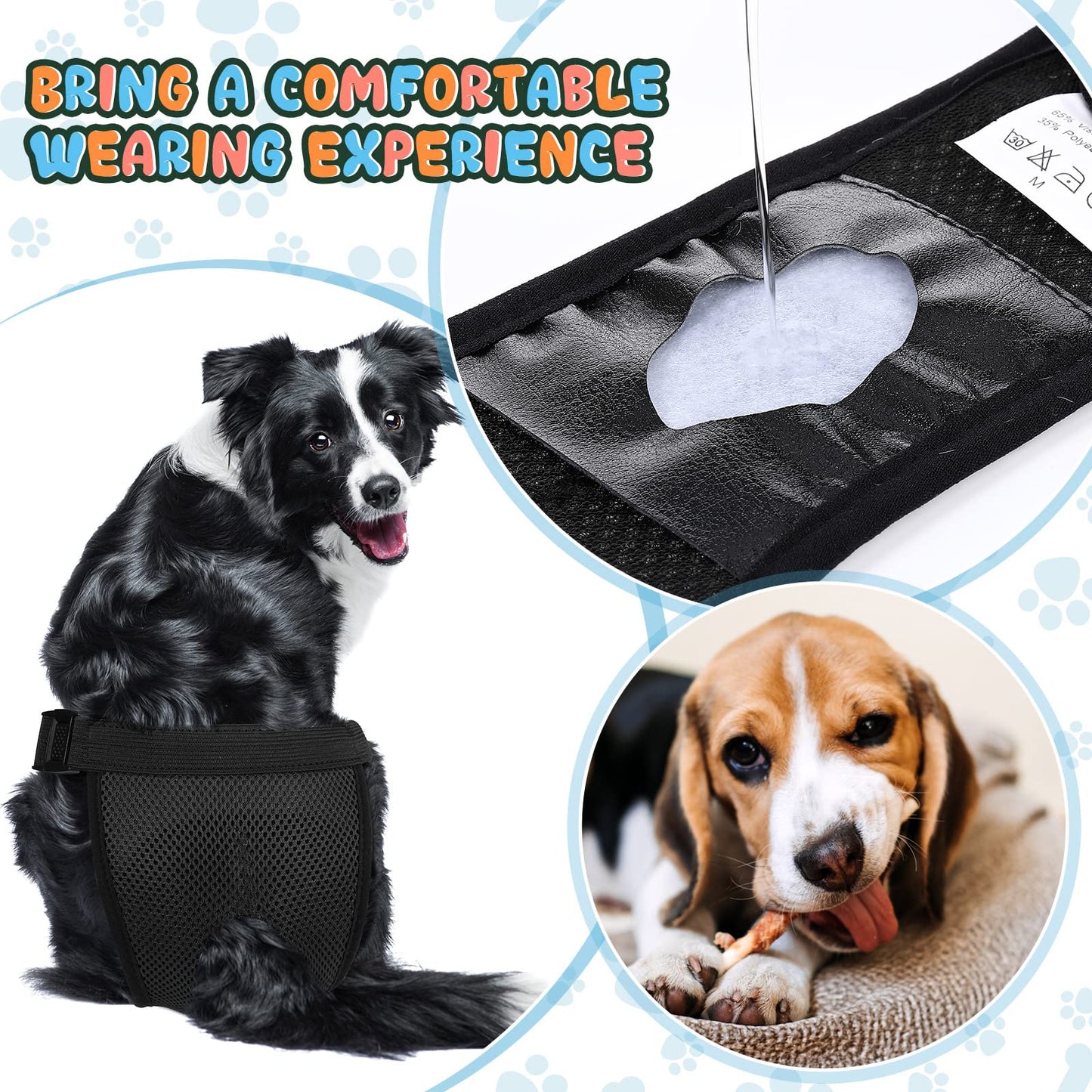 3 Pack Dog Season Pants Dog Nappies with 9 Sanitary Pad Washable Protective Trousers for Female puppy in Heat Monthly Bleeding Washable Protective Pants, Black(X-Large)