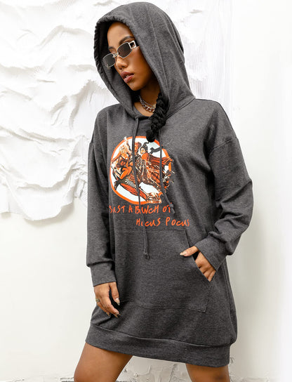 Quenteen Women Hoodies Dress Hooded Sweatshirts Dress Casual Long Sleeve Tunic Oversized Sweatshirts with Pocket