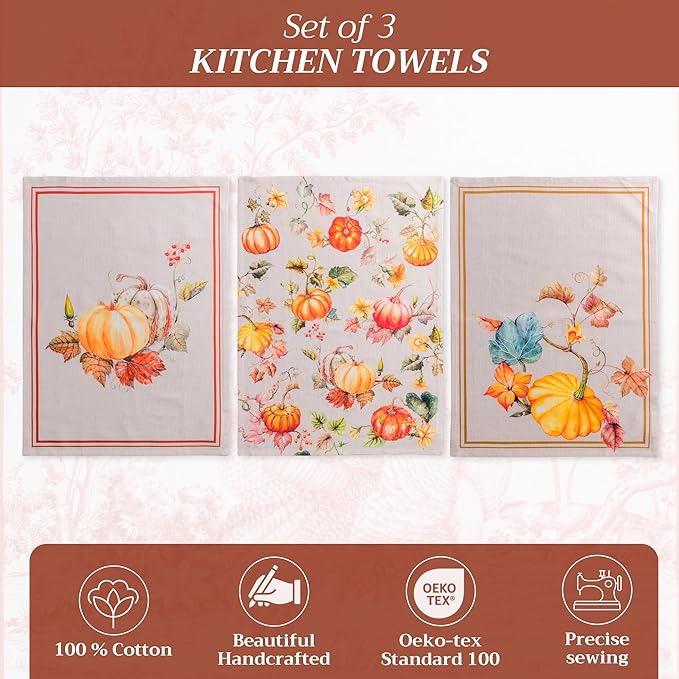Maison d' Hermine Kitchen Towels Set of 3 100% Cotton 20" x 27.5" Reusable