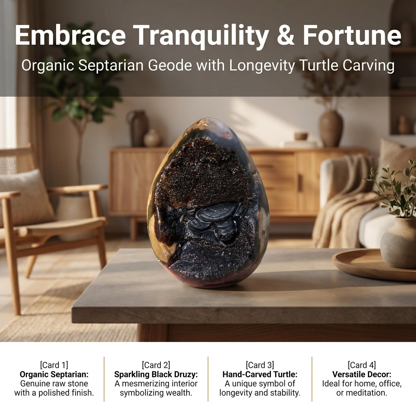 0.66-1.7lb Turtle Back Stone Crystal Geode Egg - Natural Rock Cluster for Home Office Decor, Spiritual Healing Stone with Raw Texture (1.1, Pounds)