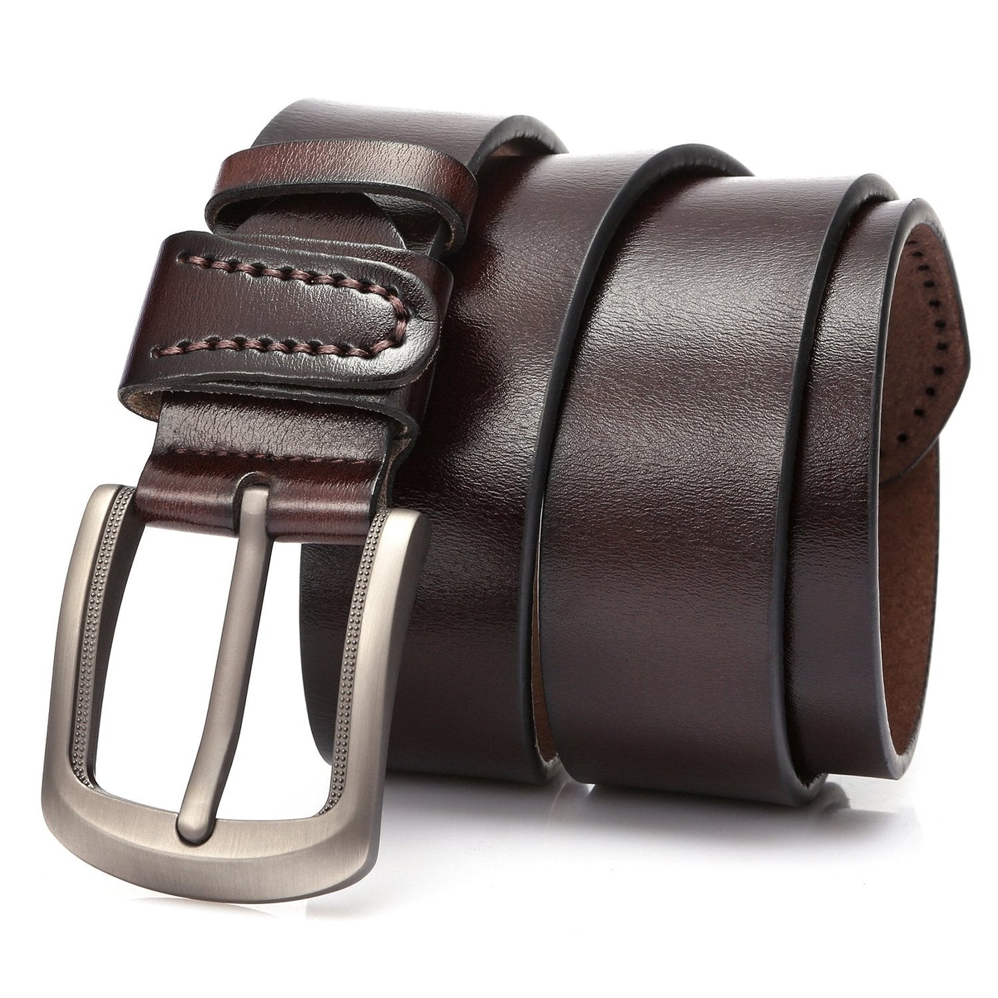 Dovava Mens Leather Belt Brown Jeans Business Belt for Men (Coffee 2001, 115centimeter (30'' - 39''))