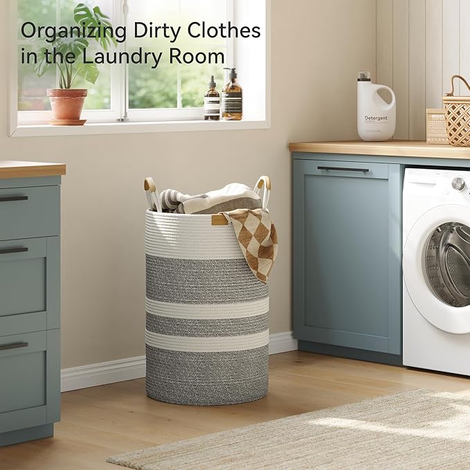 75L Striped Laundry Hamper