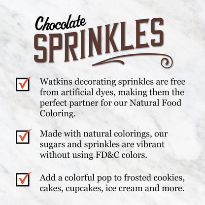 Watkins Chocolate Decorating Sprinkles, No Artificial Dyes, Kosher, 3.5 Ounce, 1-Pack