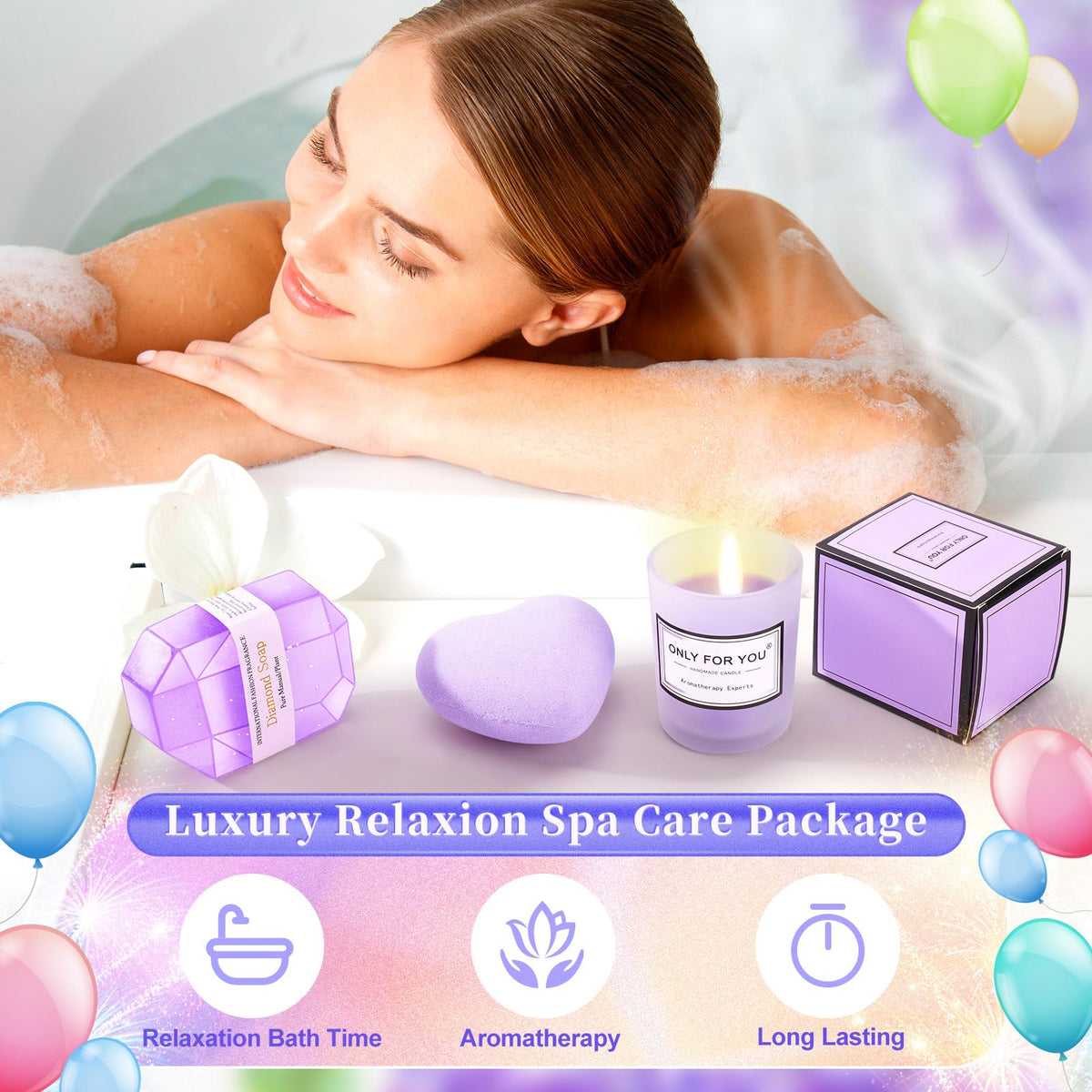 13PCS Birthday Gifts for Women,Mom, Wife, Girlfriend, Sister, Her- Self Care Package Get Well Soon Gifts Basket for Women Purple Birthday Gifts Mothers Day Baskets for Mom