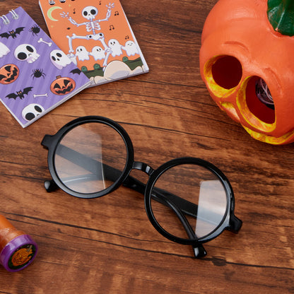 Spooktacular Creations Wizard Glasses, Halloween Black Round Glasses, Black Circle Eyeglasses for Kids & Adults Halloween Accessories Costume