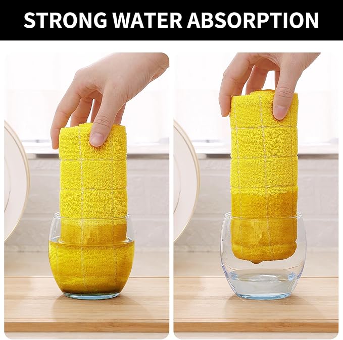 Homaxy 100% Cotton Terry Kitchen Towels, Checkered Designed, Soft and Super
