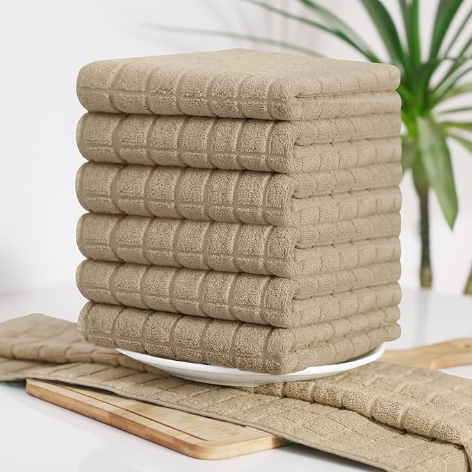 Homaxy Premium Cotton Kitchen Towels 16"x 28", Large Natural Ring Spun 390 GSM