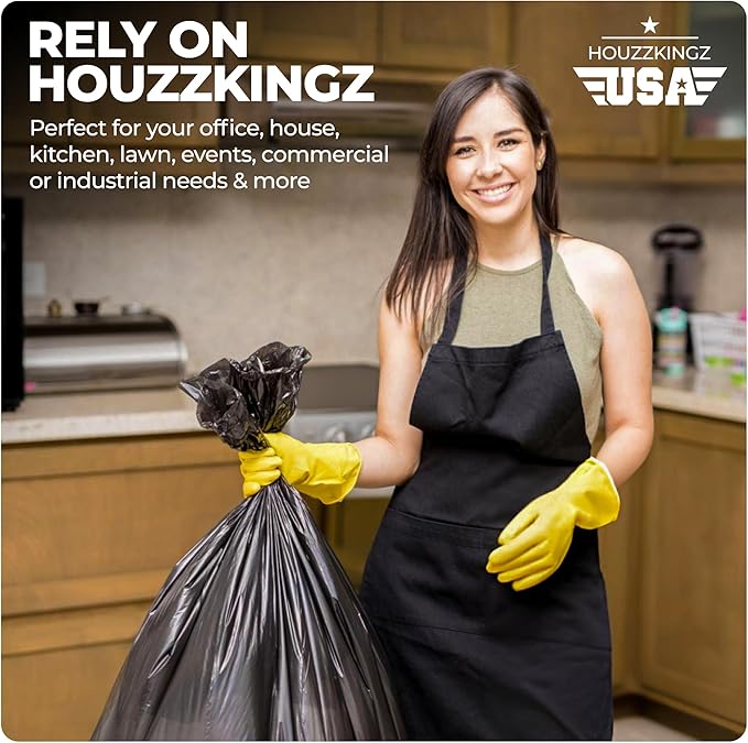 55 Gallon Large Trash Bags – 160 Mega Pack – 20 Micron Black Contractor Garbage