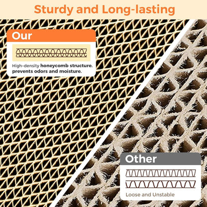 ComSaf Cat Scratching Board Mat, Reversible Cardboard Scratcher Bed 43 x 26 x 8 cm, 3 Pack Durable Scratch Pad for Indoor Cats, Grinding Claws, Playing, Sleeping