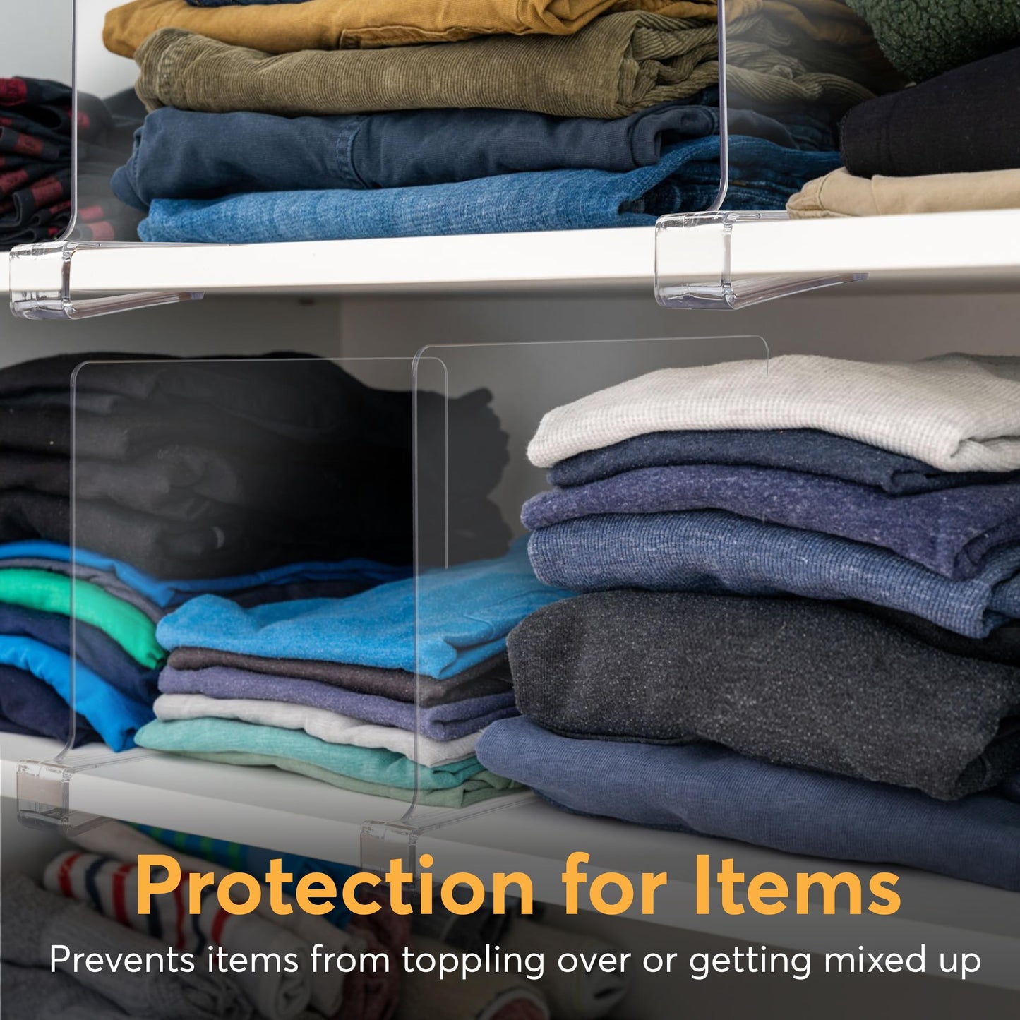 8 Pack Acrylic Shelf Dividers for Closet 11x7.9 Inch – Acrylic Dividers for Shelves Clear Closet Shelf Separators for Purses, Clothes Storage – Vertical Bookshelf Dividers for Bedroom & Kitchen