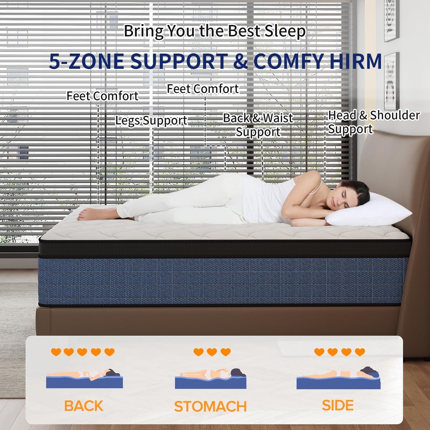 NHNHPO 12 Inch Queen Mattress,Queen Size Mattress in a Box,Gel Memory Foam Hybrid Mattresses with Pocket Springs for Motion Isolation,Pressure Relief,Medium Firm,Back & Lumbar Support,365-Night Trial