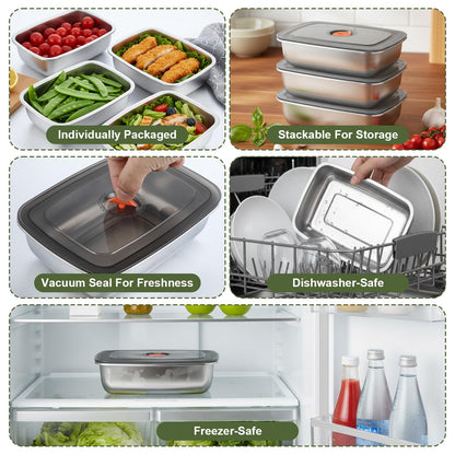 AOZUO 10 Pack 34oz Stainless Steel Food Storage Containers with Airtight Leak-Proof Lids, Reusable Meal Prep Lunch Boxes Freezer Dishwasher Safe Stackable Containers for Snacks Fruits On-the-Go Meals