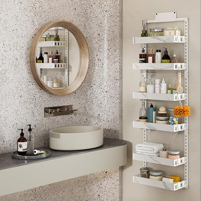 bukfen Over the Door Pantry Organizer, 6-Tier Adjustable Basket Kitchen Pantry