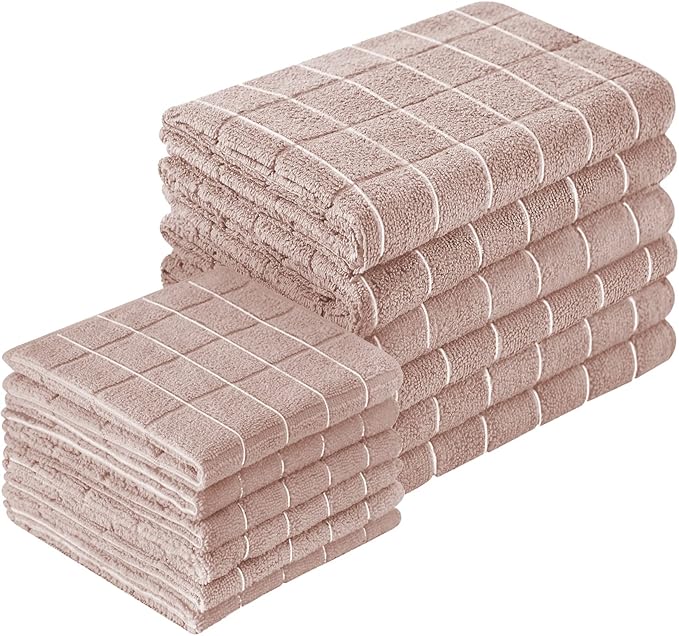 Microfiber Kitchen Towels and Dishcloths Set, 26 X 18 Inch and 12 X 12 Inch