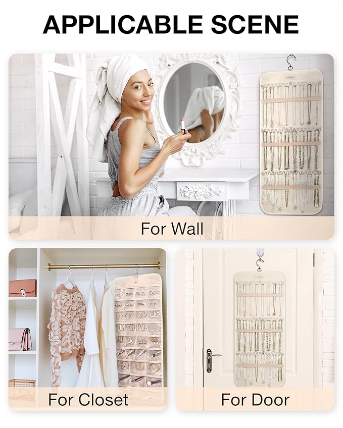 BAGSMART Hanging Jewelry Organizer Storage Roll