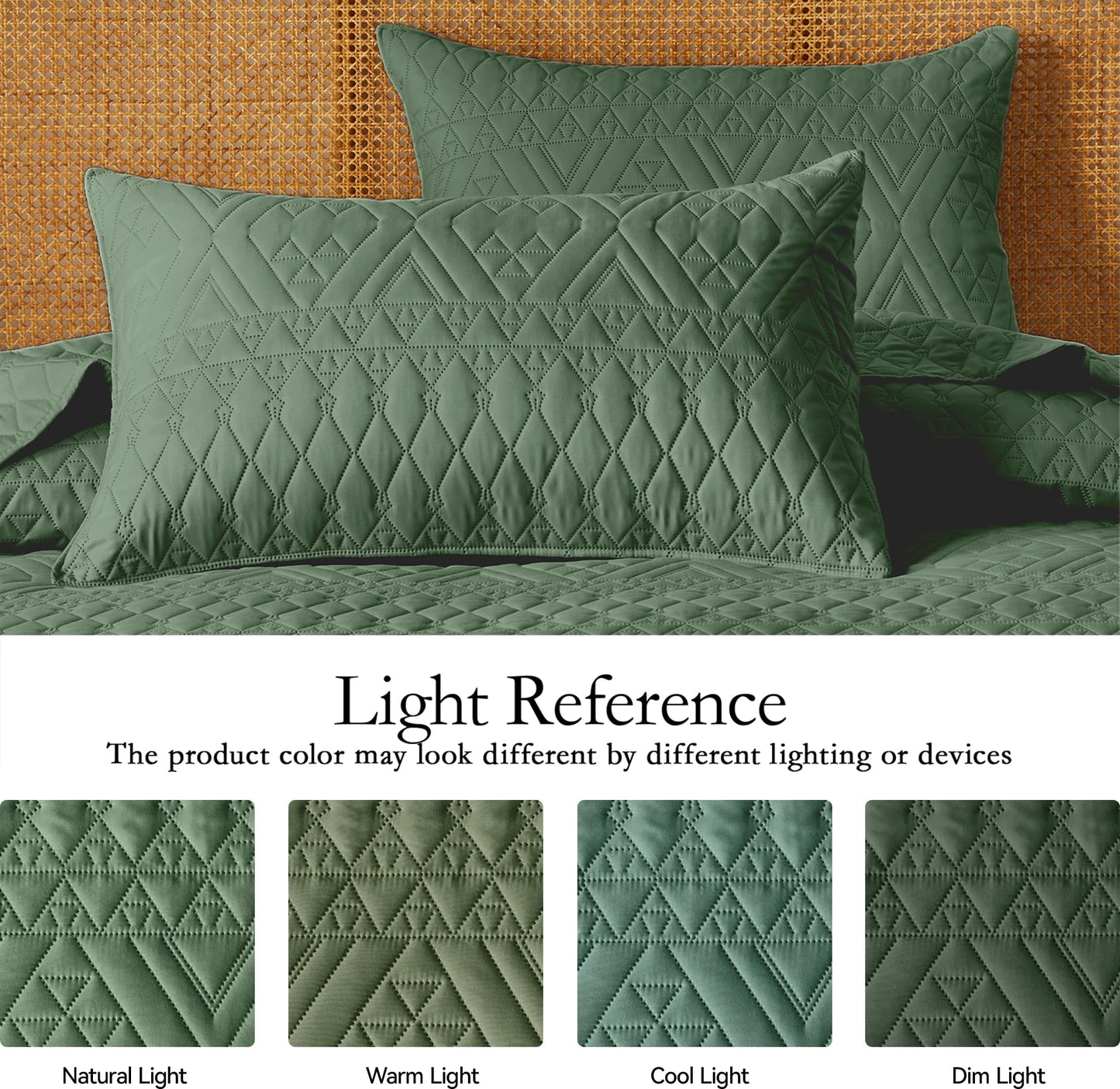 akkialla Full/Queen Size Quilt Bedding Set,Green Lightweight Microfiber Soft Bedspread,Modern Style Geoetric Pattern Coverlet Set for All Seasons,3 Piece(1 Quilt,2 Pillow Shams)