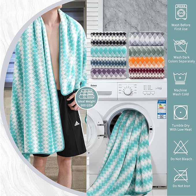 8 Piece Bathroom Towel Set |2 Oversized Bath Towels, 2 Hand Towels, 4