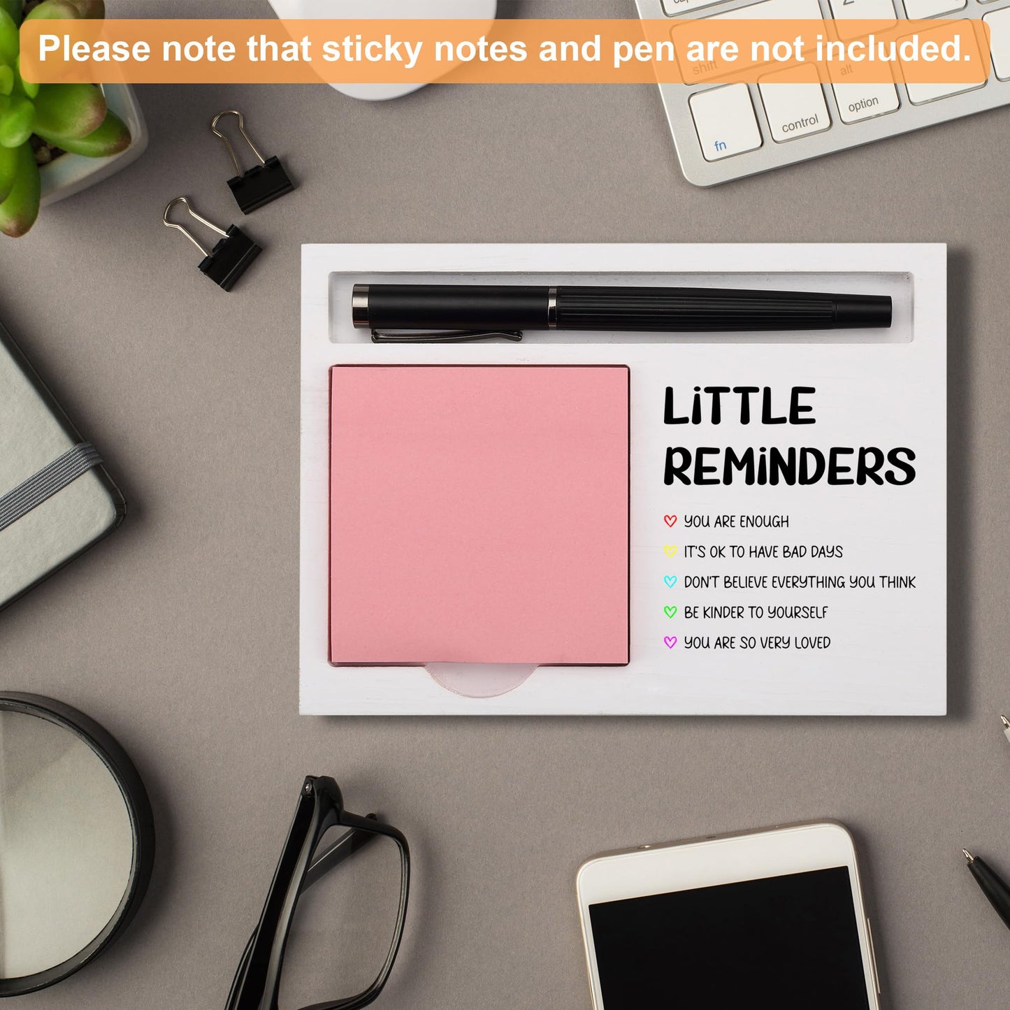 Little Reminders Sticky Note Holder for Desk, Inspirational Office Organizer Gift for Women Men Friends, Thoughtful Motivational Present for Birthday, Graduation, Coworker Appreciation, NPB606