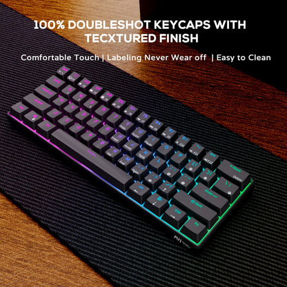 RK ROYAL KLUDGE RK61 60% Mechanical Keyboard with Coiled Cable, 2.4Ghz/Bluetooth/Wired, Wireless Bluetooth Mini Keyboard 61 Keys, RGB Hot Swappable Red Switch Gaming Keyboard with Software - White