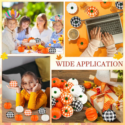Leyndo 24 Pcs Thanksgiving Pumpkin Stress Balls Bulk Stress Relief Mini Foam Squeeze Ball Halloween Party Favors with Storage Bag for Bag Fillers Carnival Reward (Vivd Style)