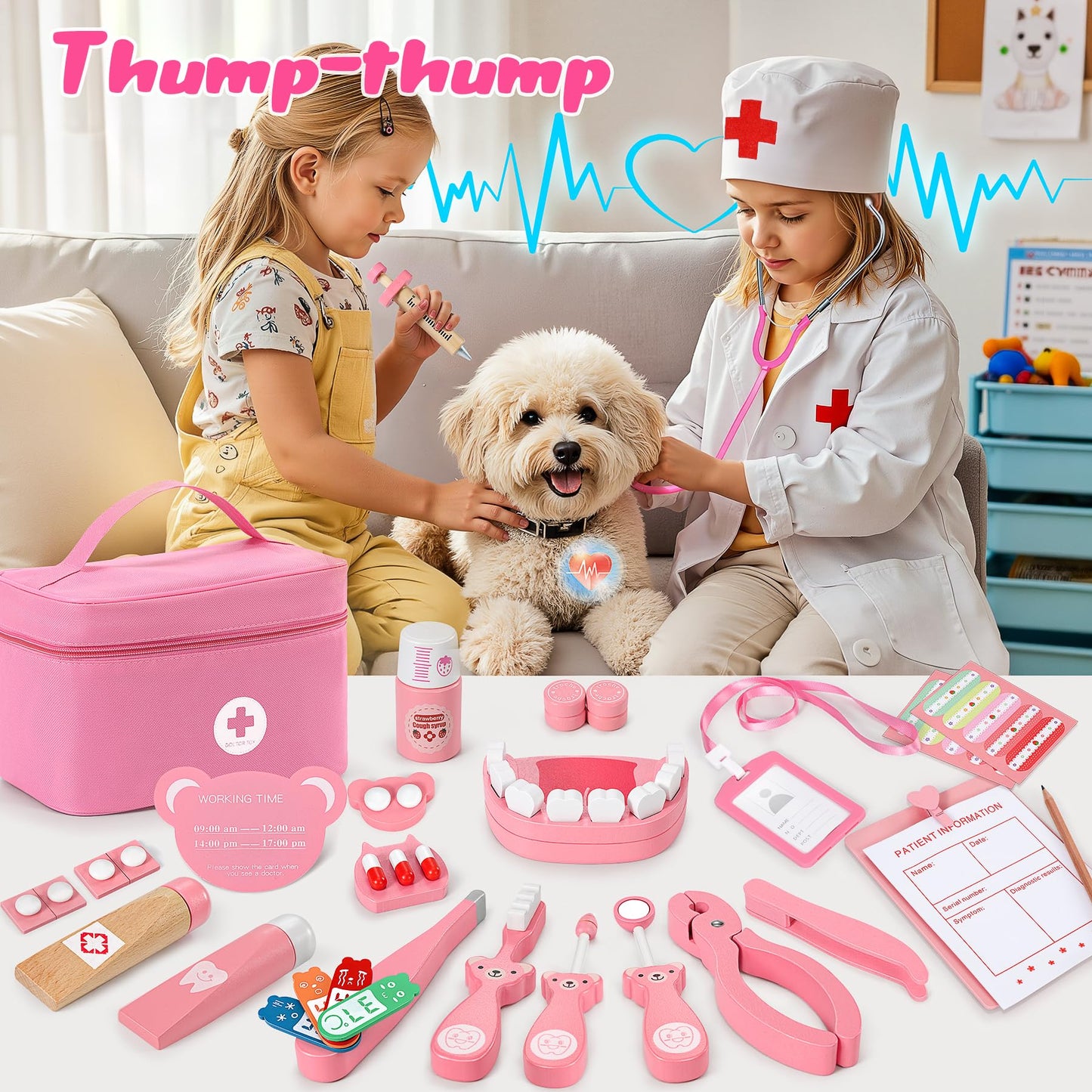 Ophy Doctors Set for Kids, 40-Piece Kids Doctors Sets for 3+ Year Old Boys and Girls Pretend Medical Playset with High simulation Stethoscope Educational Toys Dentist Toys Gifts for 3+ Toddler
