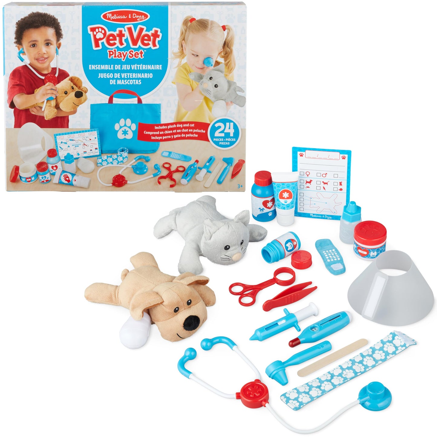 Melissa & Doug Pet Vet Set for Kids Toys | Pretend Play Vet Kit for Kids | Dog & Cat Plush Stuffed Animal Toys for 3 Year Old Gifts | Role Play Toys for 3+ Year Old Girls or Boys 3-6
