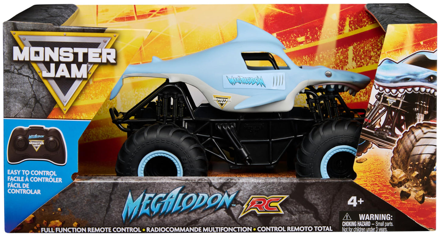 Monster Jam, Official Megalodon Remote Control Monster Truck, 1:24 Scale, 2.4 GHz, for Ages 4 and Up