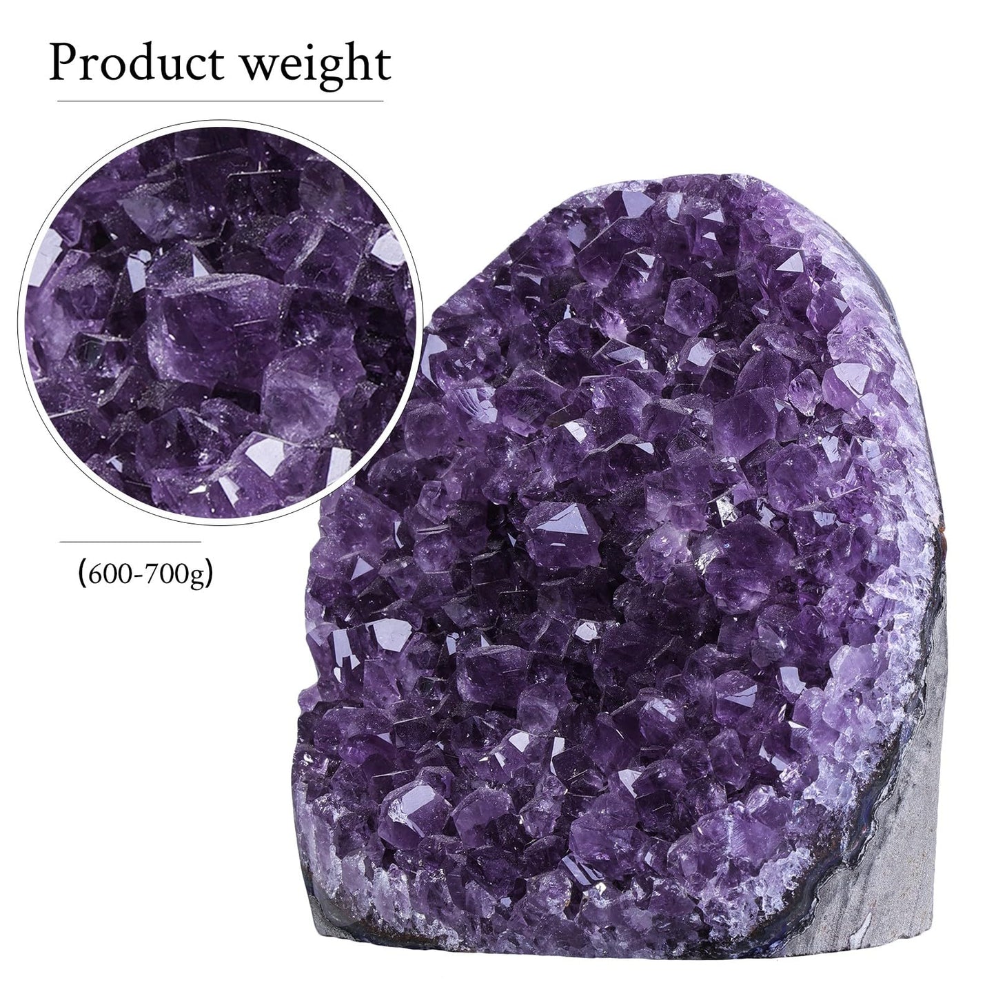 dssmboom Natural Amethyst Crystal Cluster Specimen for Meditation Chakra Balancing, Irregular Rough Stone Geode Quartz Home Decor for Wealth & Good Luck, 1.32-1.54 lb