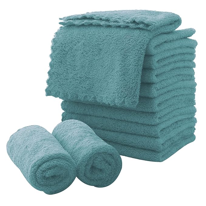 MOONQUEEN Microfiber Facial Cloths Fast Drying Washcloth 12 Pack