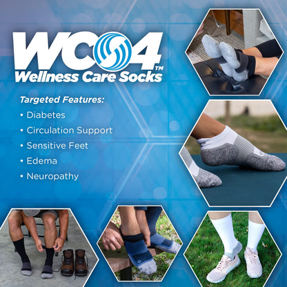 Orthosleeve WC4 Wellness Care Socks, Light Gradient Compression, Soft, Moisture Wicking, Crew Socks, L, Black
