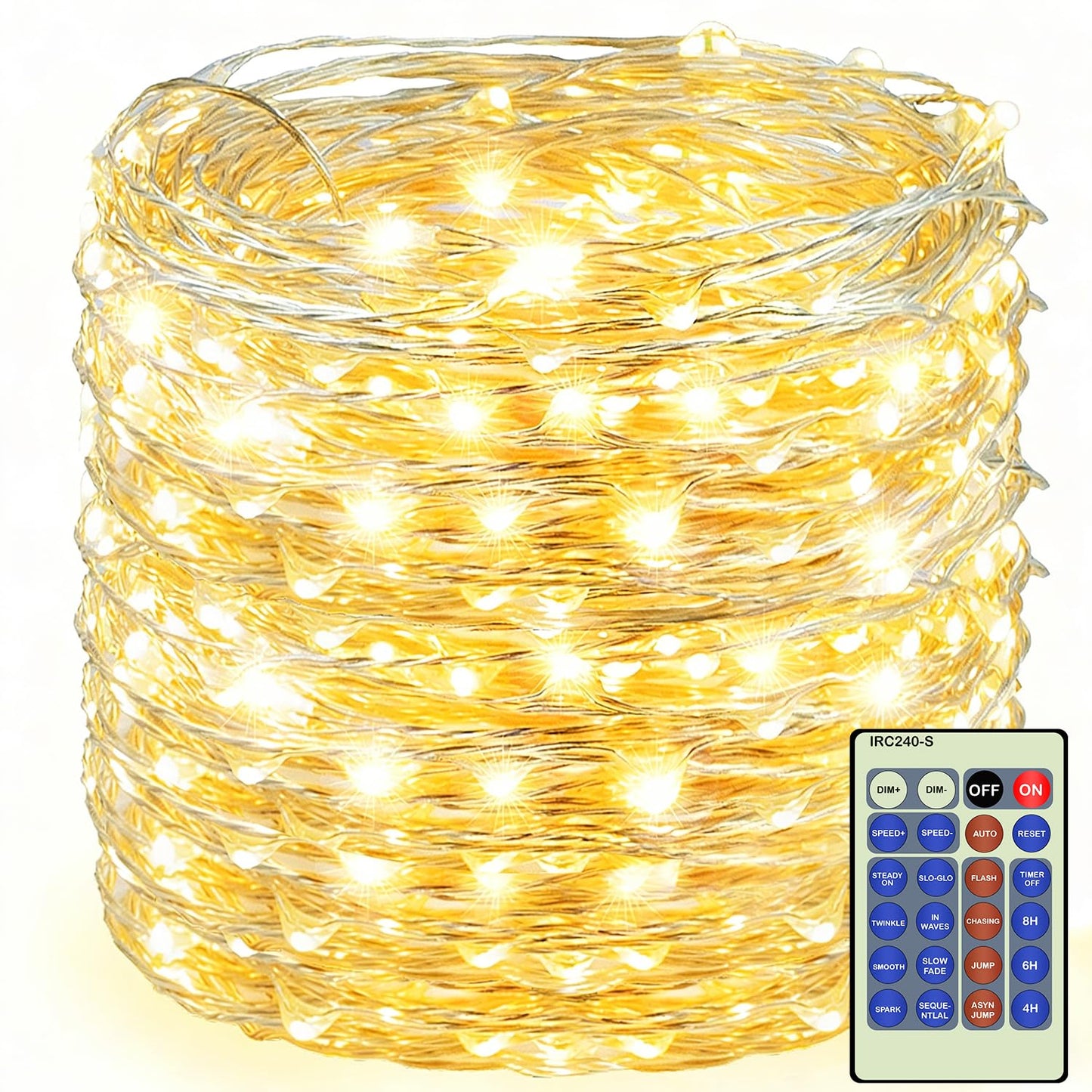 500LED Fairy Lights Twinkle String Light Plug in, 164ft Bendable Silver Copper Wire Firefly Lights, 12Modes with Timer Remote, Warm White Decor for Indoor Outdoor Room Wedding Party Christmas