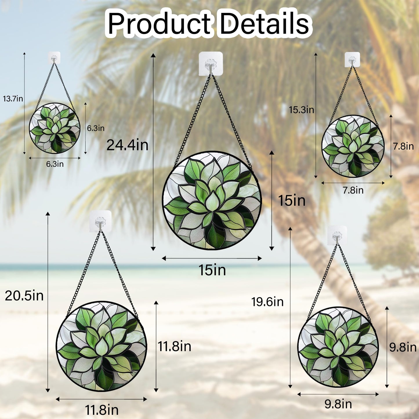 CRISGIF Stained Glass Window Hanging - Green Lotus Suncatcher for Door Garden Succulent Plant Sun Catchers Decor Mother's St. Patrick's Day Birthday for Women Mom Nana Grandma 7.8 in
