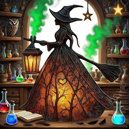 Halloween Witch Lamp, Gothic Spooky Witch Decor with Holding Lantern, Witchy Lamp with Witch Hat Design, Standing Night Light for Home, Porch, Tabletop, Party Decor, for Halloween and Gift(1pc)