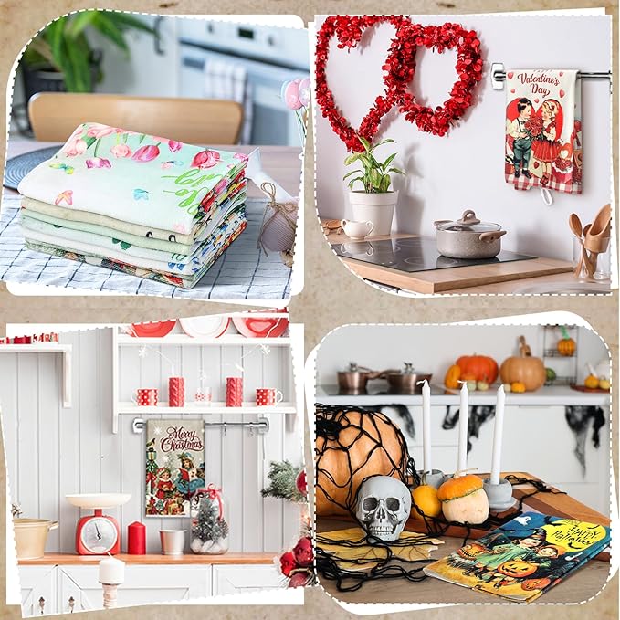 12 Pcs Seasonal Kitchen Towels Set