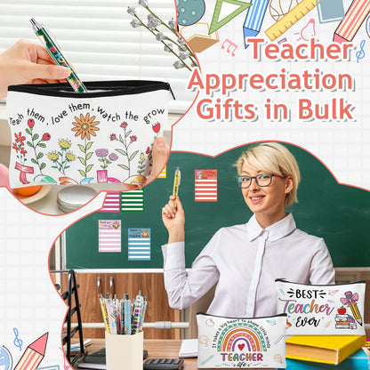 Lebsitey 48 Pcs Teacher Appreciation Gifts In Bulk Teacher Survival Kit Makeup Bags,Sticky Notepads and Pens Thank You Gifts for Coworker Employee Teacher’s Day Office Supplies