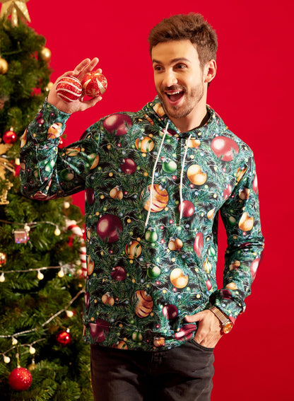Arvilhill Ugly Christmas Men 3D Printed Funny Hoodies Holiday Pockets Long Sleeve Sweatshirt Xmas Light XL