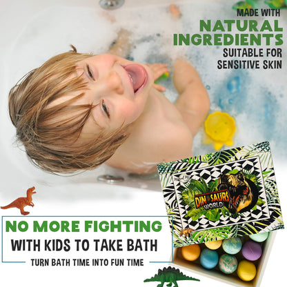 Bath Bombs for Kids with Surprise Inside - 12 Dinosaur Bath Bombs with Toys, Organic Colorful Bubble Bath Fizzies, Dino Egg Bath Bomb w/Rich Bubbles, Birthday Gifts for Kids, Boys, Girls