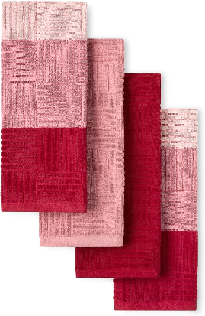 Town & Country Basics Basketweave Antimicrobial Terrycloth Kitchen Towel 4-Pack