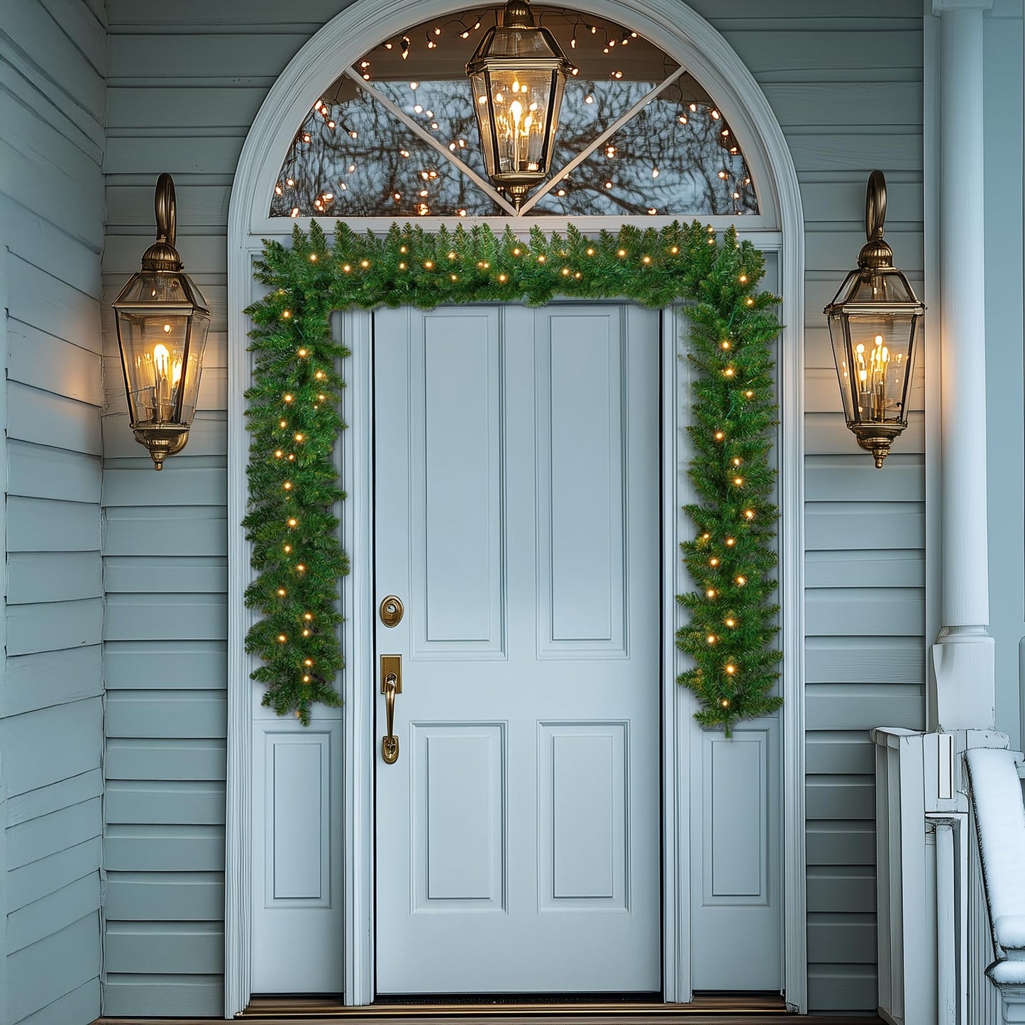 ANOTHERME 9 FT Pre-lit Christmas Garland Holiday Artificial Decor, Christmas Garland with Lights for Stairs Wall Door Indoor Outdoor Garland with Battery Operated Timer